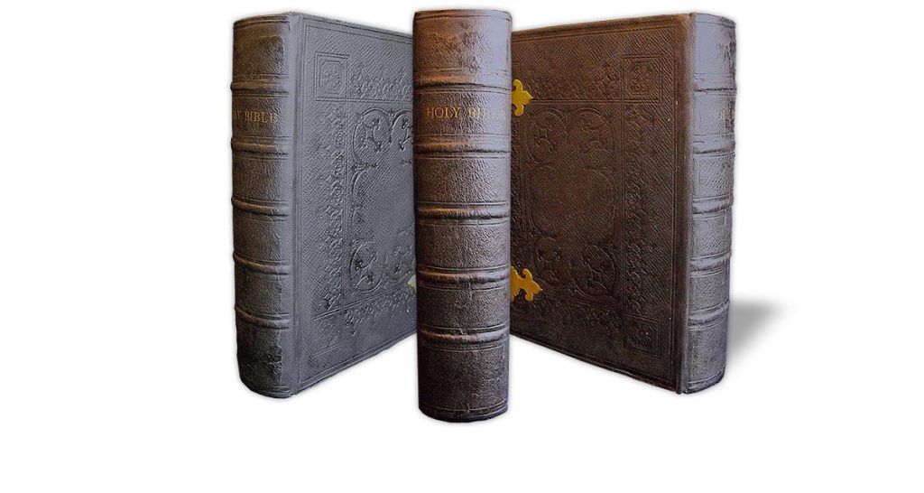 The same Bible after it was repaired with the original spine re-used