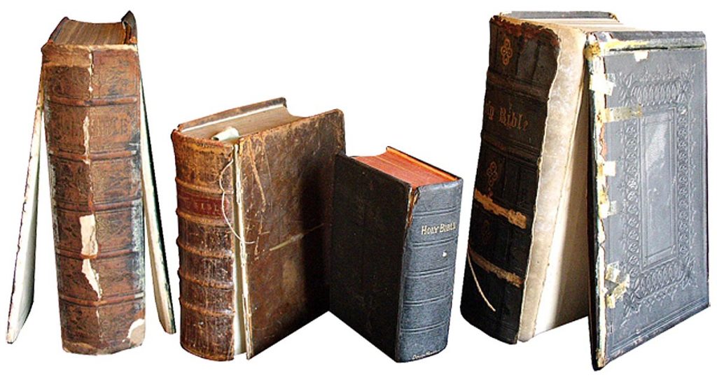 This group of 18th and 19th century Bibles were all in need of restoration