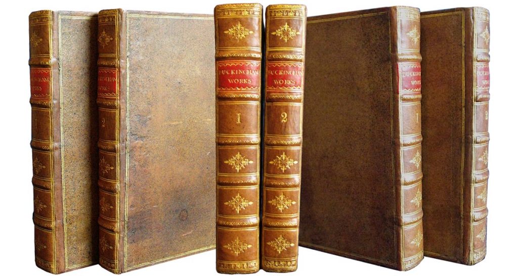 This two-volume set was rebacked and the spines tooled to match the original spine design. Book restoration