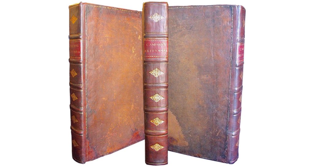 This volume of Camden's Britannia was rebacked with the new spine tooled in a contemporary style