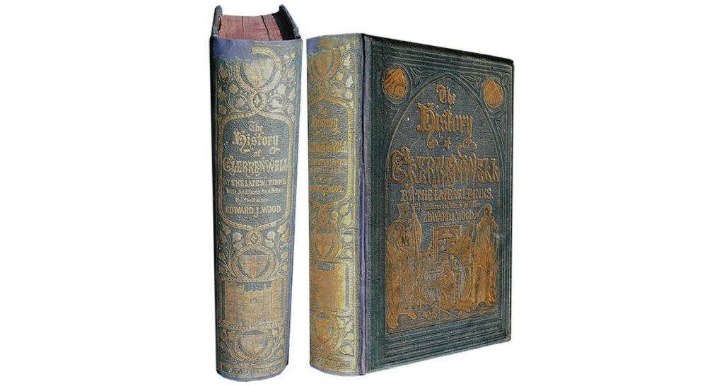 The text block was re-sewn and the book rebacked in cloth, incorporating the remains of the original spine. Book repair