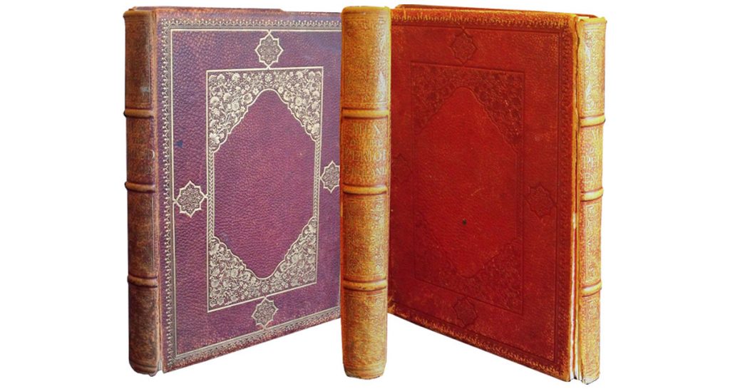 The hinges had split on this Morocco binding and the leather covering was quite faded